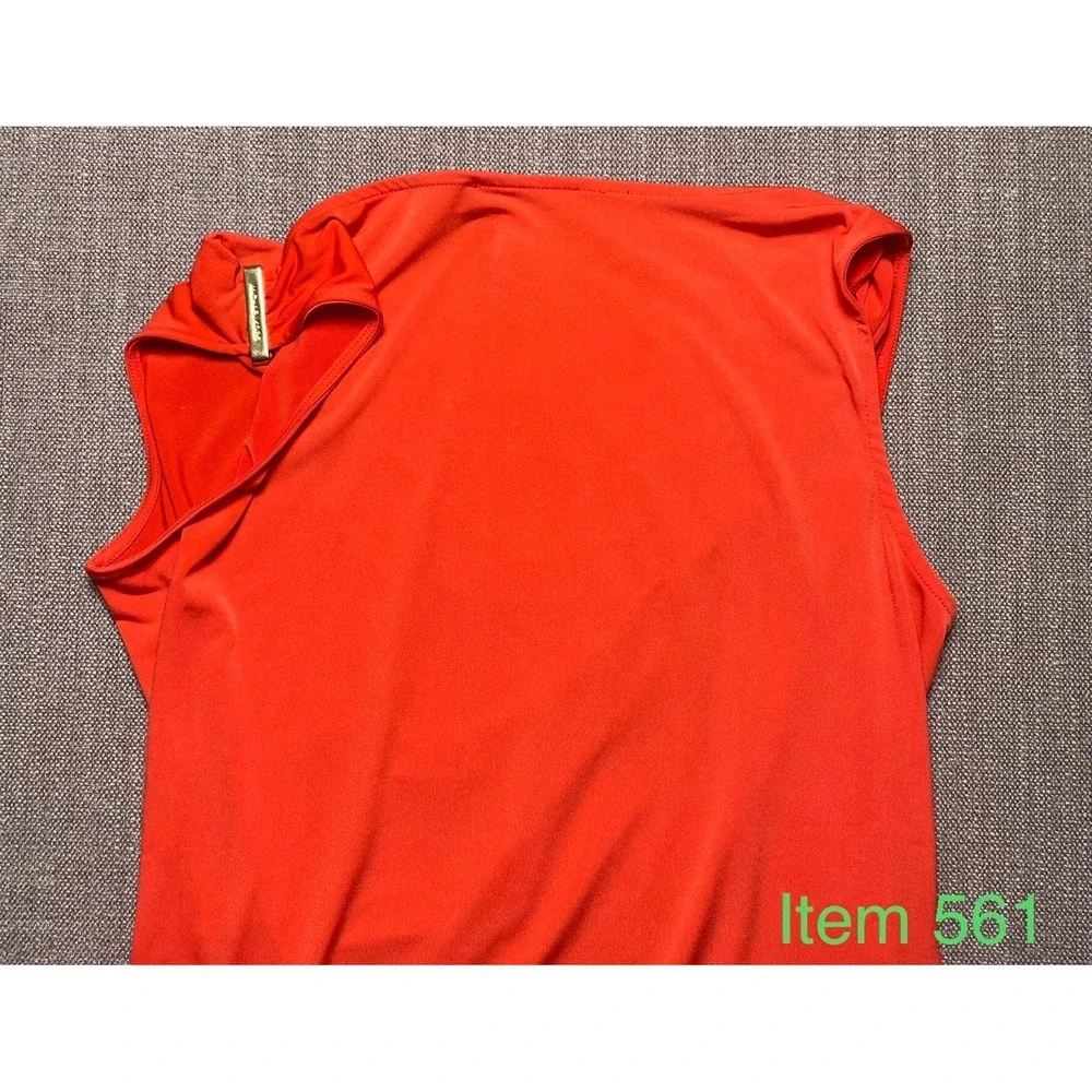 Michael Kors Womens Red Cowl Neck Ruched Tank Top Large Draped Preppy Sleeveless